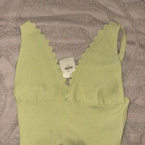 NWT Free People Scalloped Green Tank